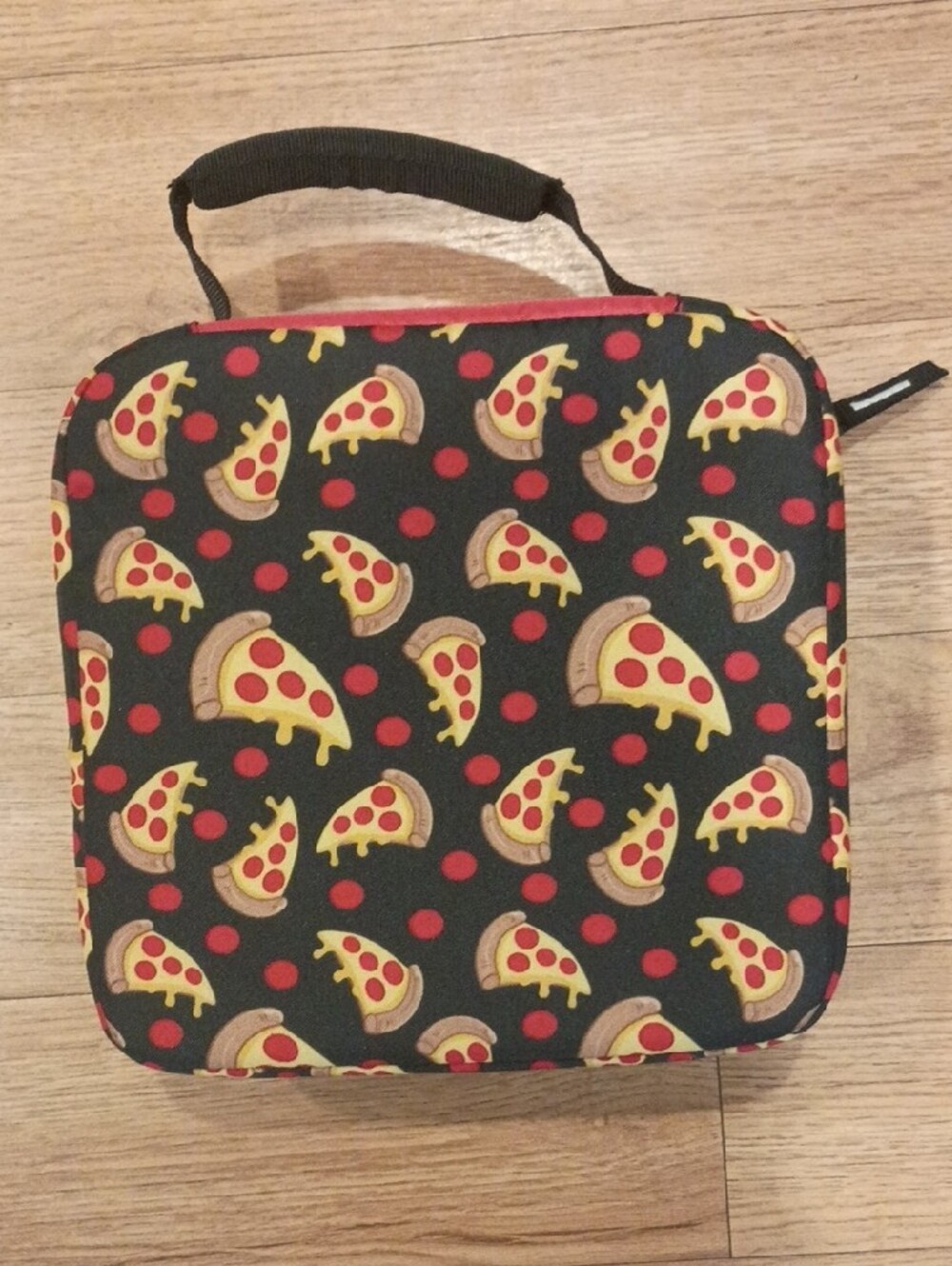 Kids Pizza Print Insulated Lunch Bag - Red and Black - Picture 3 of 6